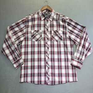Elixir Men's Red‎ Plaid Long Sleeve Button Up Shirt Size XL